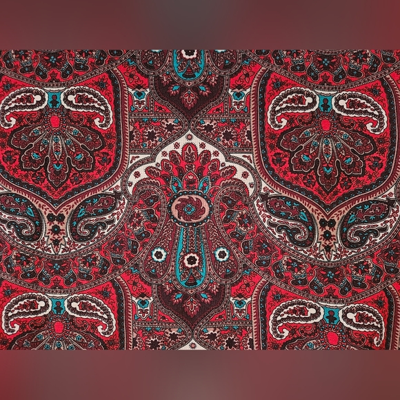 NWT Talbots Paisley Knee Length Red Opulent Side Button Detail Slit Skirt Sz 2P - Picture 11 of 12